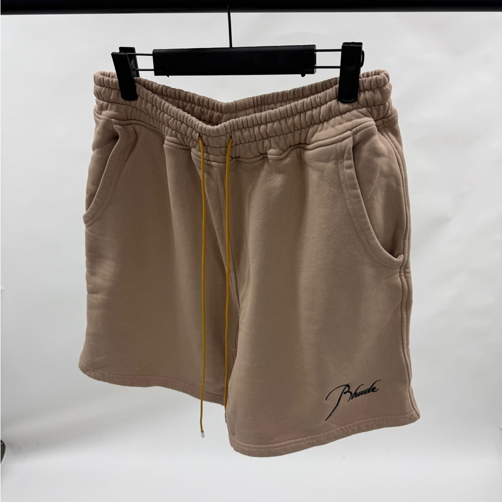 RHUDE Beige Drawstring Shorts with Logo